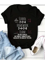 面白い数学プリントTシャツ,教師の大学のTシャツ,ラウンドネックのカジュアルなトップス,半袖,女性の服