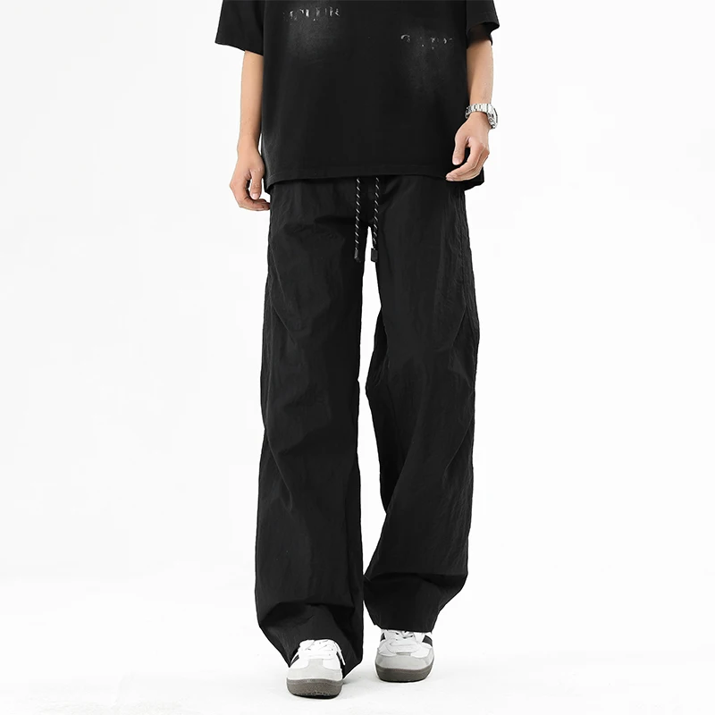 

New Mens Cargo Pants Harajuku Streetwear Solid Color Drawstring Pants Outdoor Casual Sweatpants M-4XL