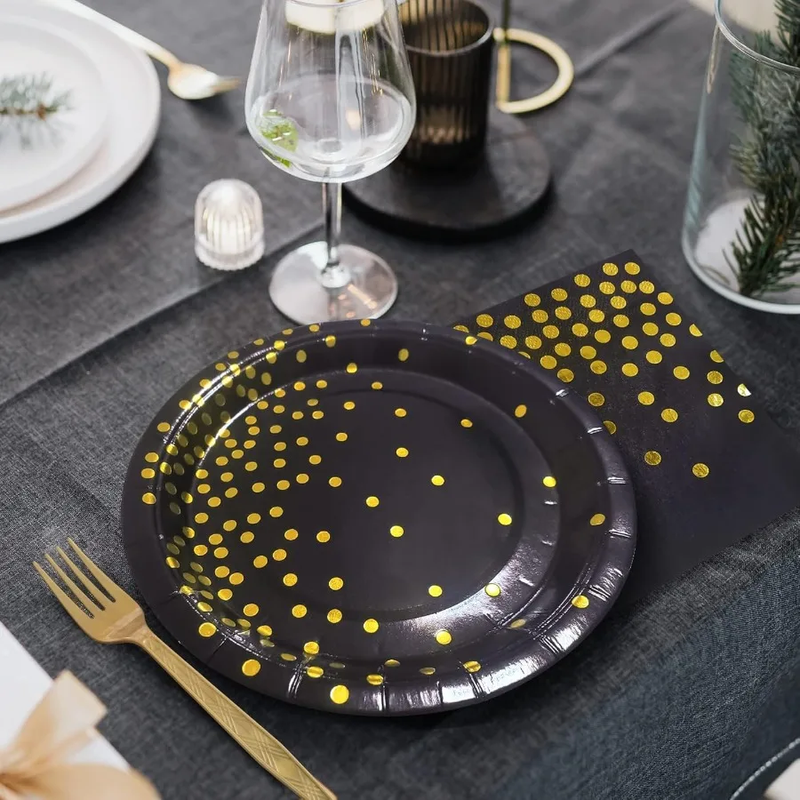 EcoFriendly Green Paper Plates and Napkins Set for Outdoor Weddings Graduation Parties and Garden Gatherings 7 Inch Dark Green