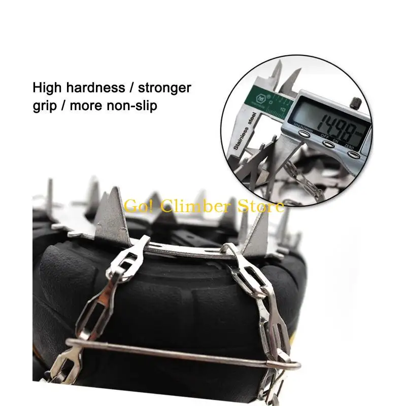 Q84C Ice Cleats Traction Snow Grips for Boots Shoes Women Men Anti Slip 18 Spikes Safe Protector for Walking Mountaineering