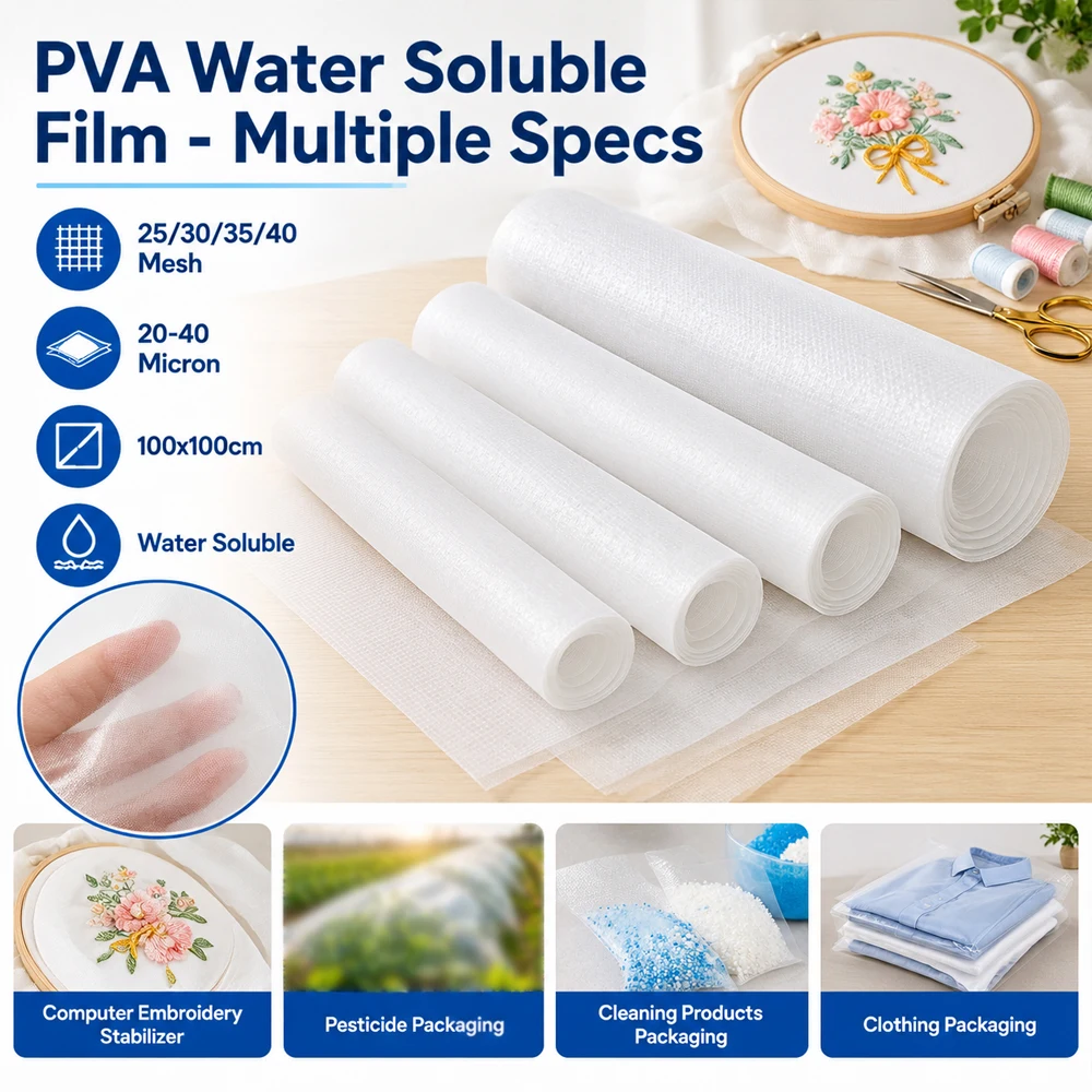 1-2Pcs Water Soluble PVA Fiber Embroidery Stabilizer Film 100X100cm, Fabric Sewing Craft Supplies Pesticide Packaging