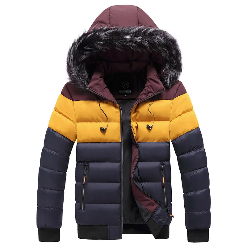 New Winter Men Hooded Fur Collar Warm Parkas Good Quality Male Slim Fit Winter Coats Hat Detachable Casual Down Jackets Size 5XL