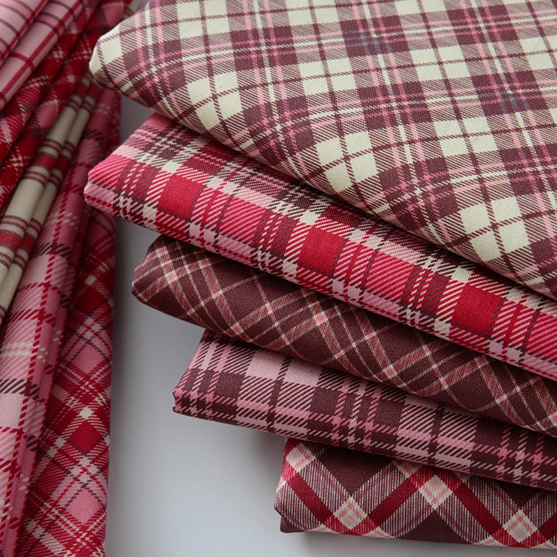 Red Plaid Fabric British Style JK Cotton Woven for Sewing Clothes Skirt DIY by Half Meter