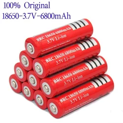100% New Original 3.7v BRC18650 6800mAh High Capacity Rechargeable Battery. 18650 for Flashlight Batteries and Power Tools