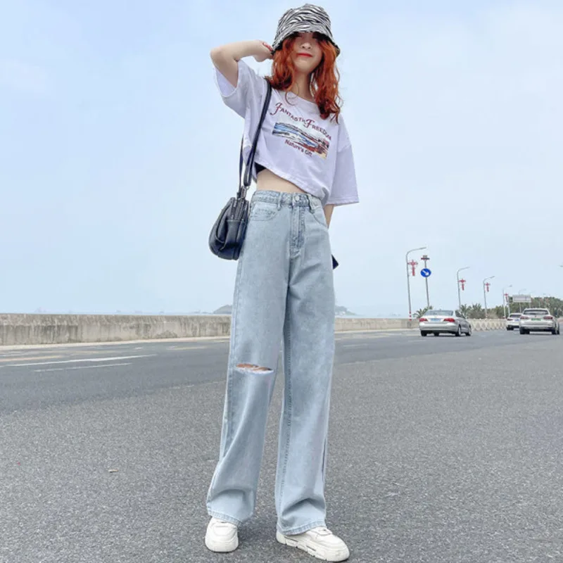 Straight Leg Jeans Women 2023 Female Clothing Women's Pants Y2k Jeans Woman High Waist Vintage Clothes Denim Korean Fashion Blue