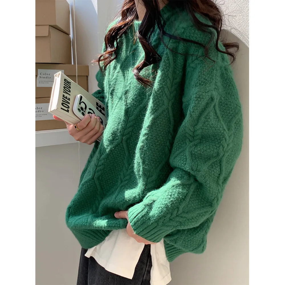 Pulls femmes chandails col rond manches longues pulls Y2k Streetwear élégant épissure tricot décontracté travail ample automne hiver 2025