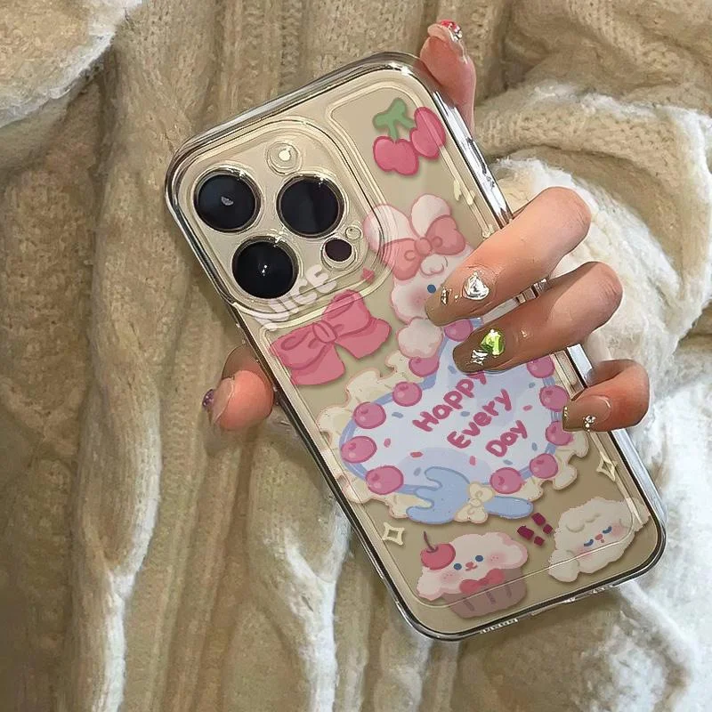 เคสโทรศัพท์แฟชั่นกันกระแทกลายกระต่ายรักสำหรับ iPhone 15 PRO MAX 14 PLUS 13 12 11 XR XS 8 7