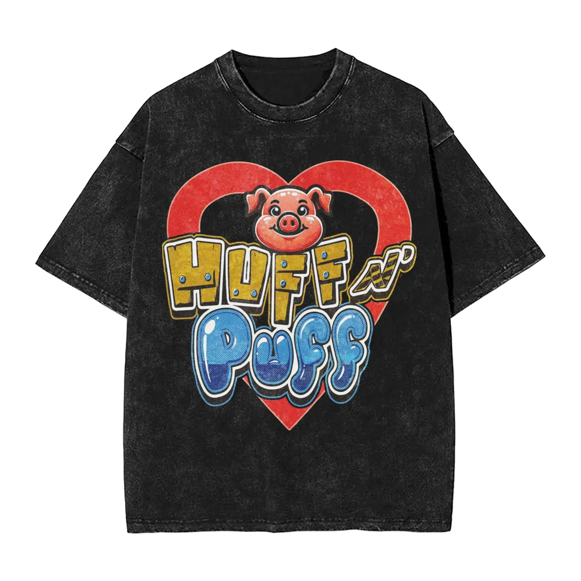 Huff N Puff Slot Machine  Washed T Shirts Streetwear Hip Hop Vintage T-Shirts  Tees Men Women Short Sleeve Oversize