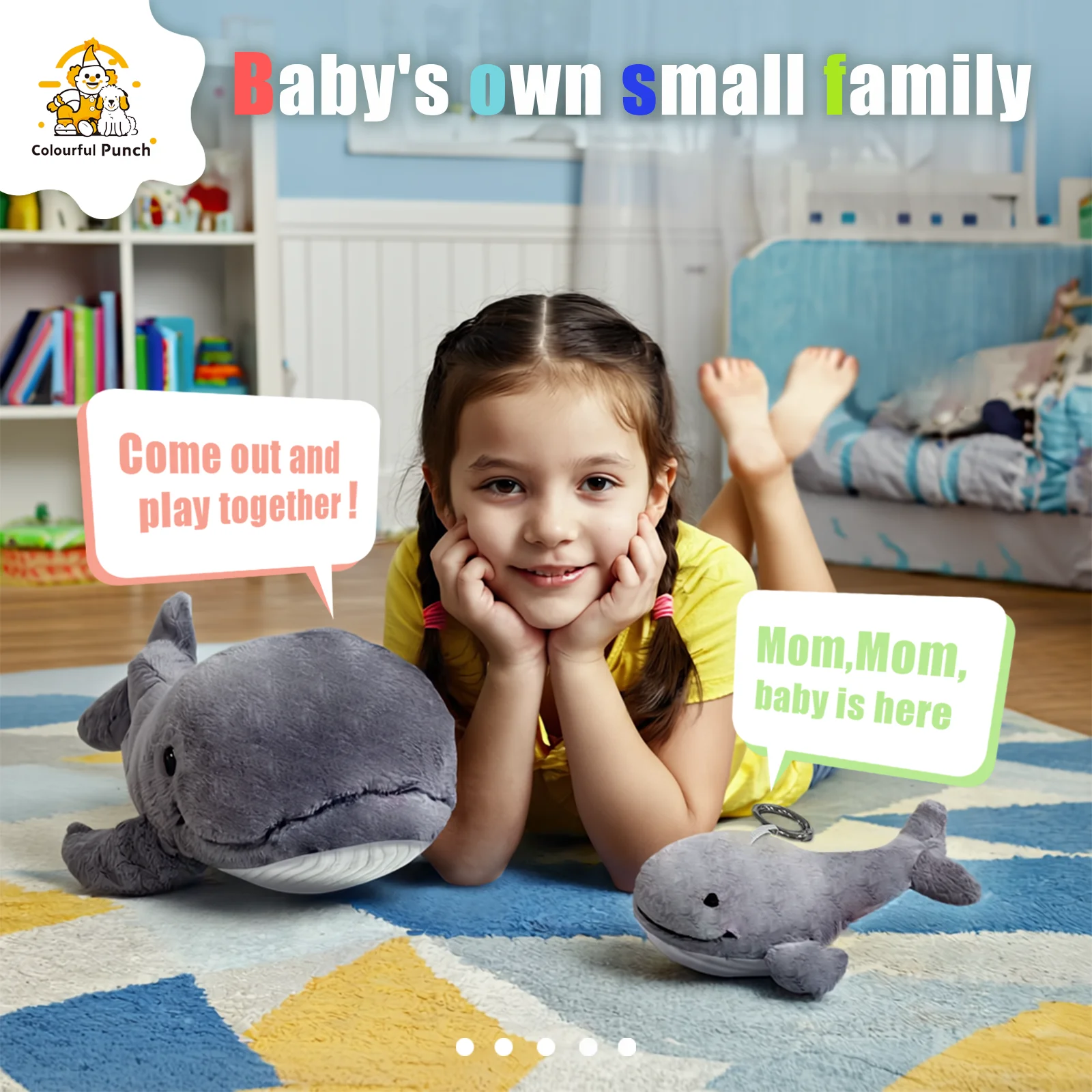 고래 진정 인형, 유아 및 어린이를 위한 인터랙티브 동반자 장난감