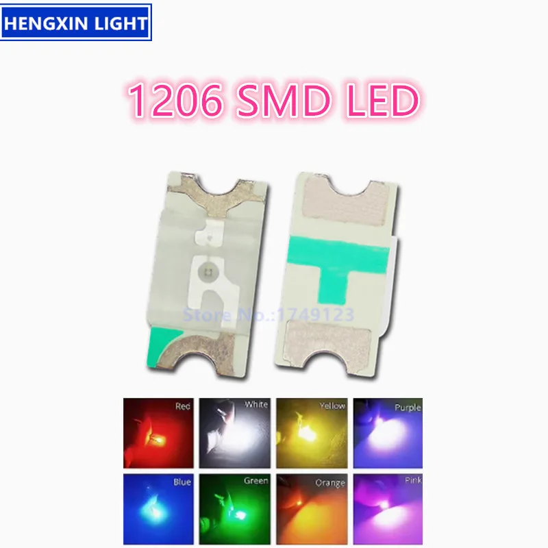 

Светодиод Highlight 1206 SMD, красный, синий, чисто-зеленый, желтый, желто-зеленый, желтый, белый, оранжевый, светодиод