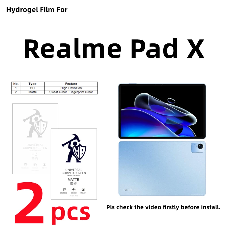 

2pcs HD Hydrogel Film For Realme Pad X Matte Screen Protector For Realme Pad X Clear/Frosted Full Cover Protective Film