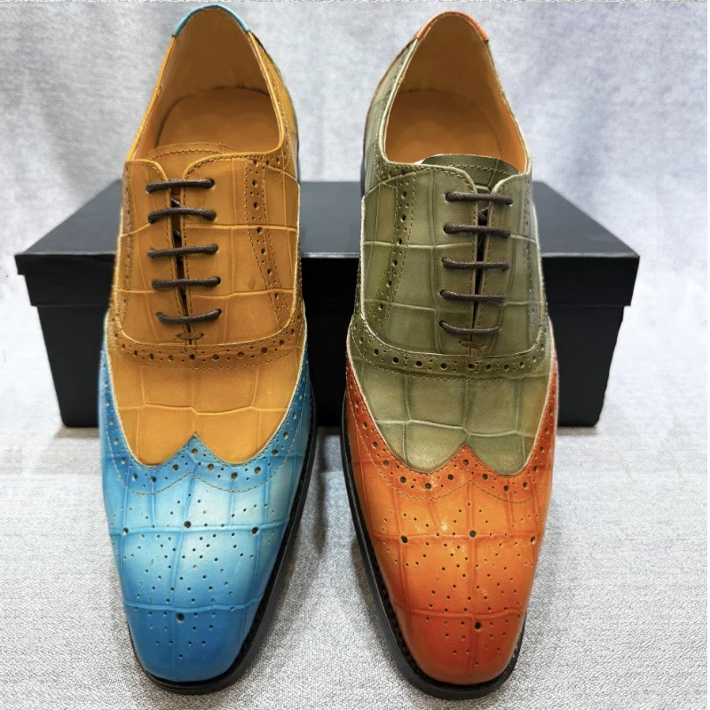 

Итальянские дизайнерские мужские кожаные туфли на шнуровке для вечеринок и свадеб, модные и элегантные, для джентльменов, Zapatos Hombre x5