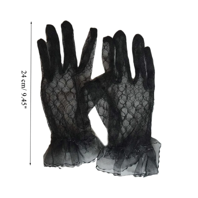 E15E Elegant Short Fingers Gloves Lace Wedding Gloves Bridal Gloves