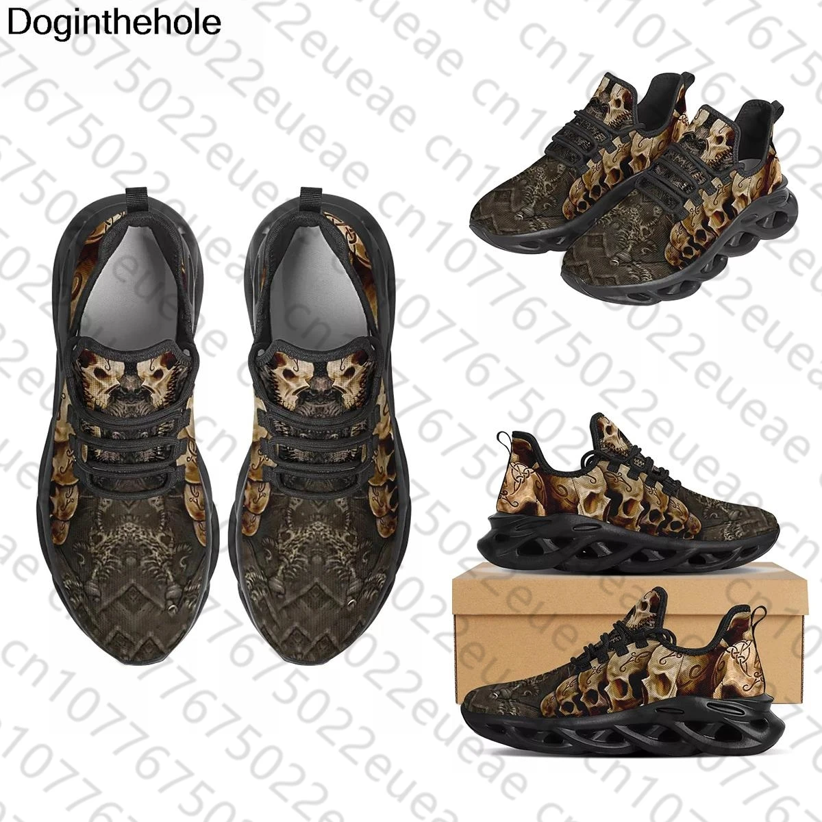 Doginthehole Summer Sneakers Cool Skull Men's Designer Shoes Breathable Flats for Teens Footwear New Footwear Sapatos Masculinos