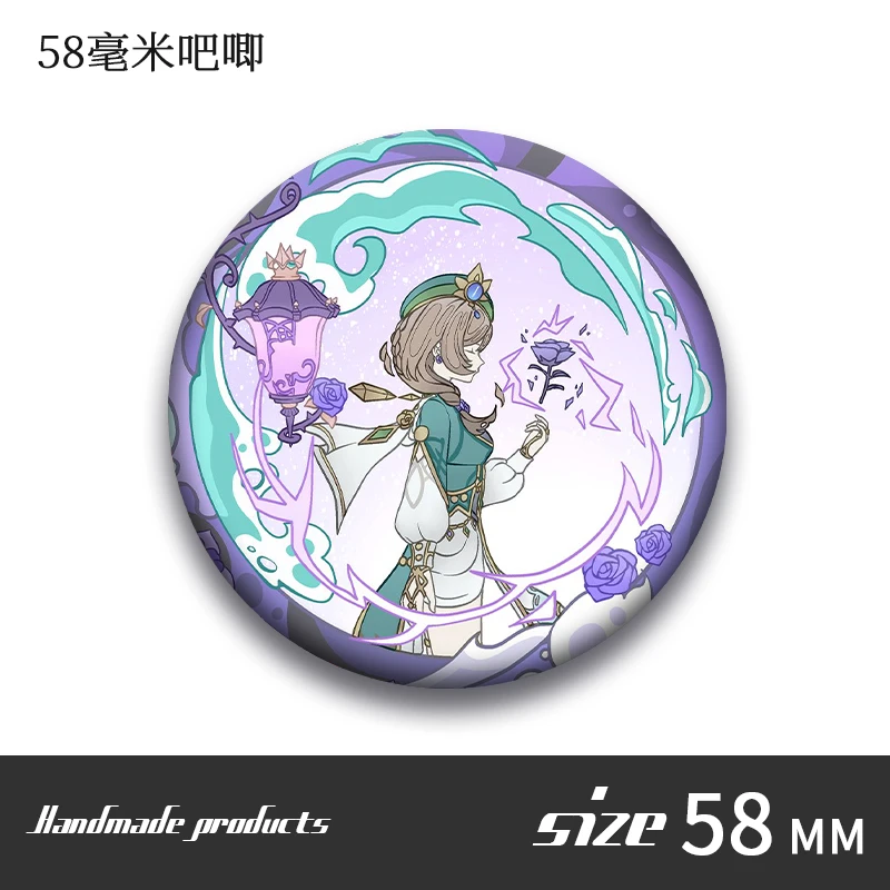 أنيمي جينشين تأثير روزاريا كيرارا تشونغيون نينغقوانغ تأثيري الكرتون صفيح شارة شعار الكرتون بروش هدية الهالوين