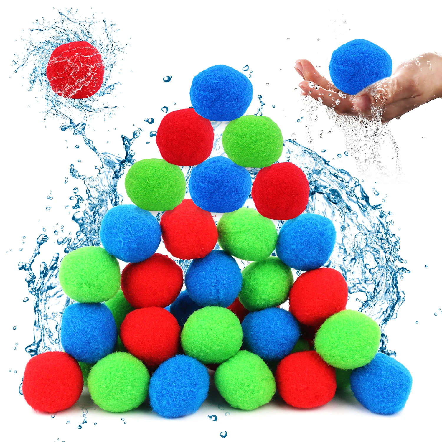 10-50 stuks herbruikbare waterpluche ballen, herbruikbare waterballonnen voor buitenspeelgoed en spelletjes
