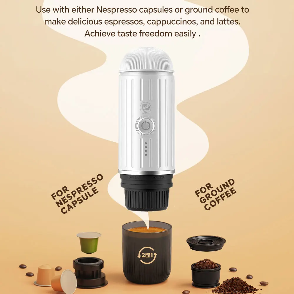 Portable Coffee Machine Wireless Electric Espresso Travel Maker Fit Nespresso Capsule &  Powder for Camping  Car Outdoor office