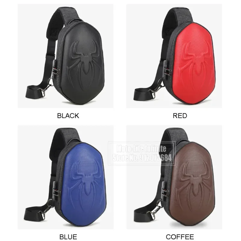 Cover Pack Fancy Rucksack Embossed Spider New Motorcycle Backpack Messenger Sling Shoulder Bag Chest Waterproof Crossbody Bag