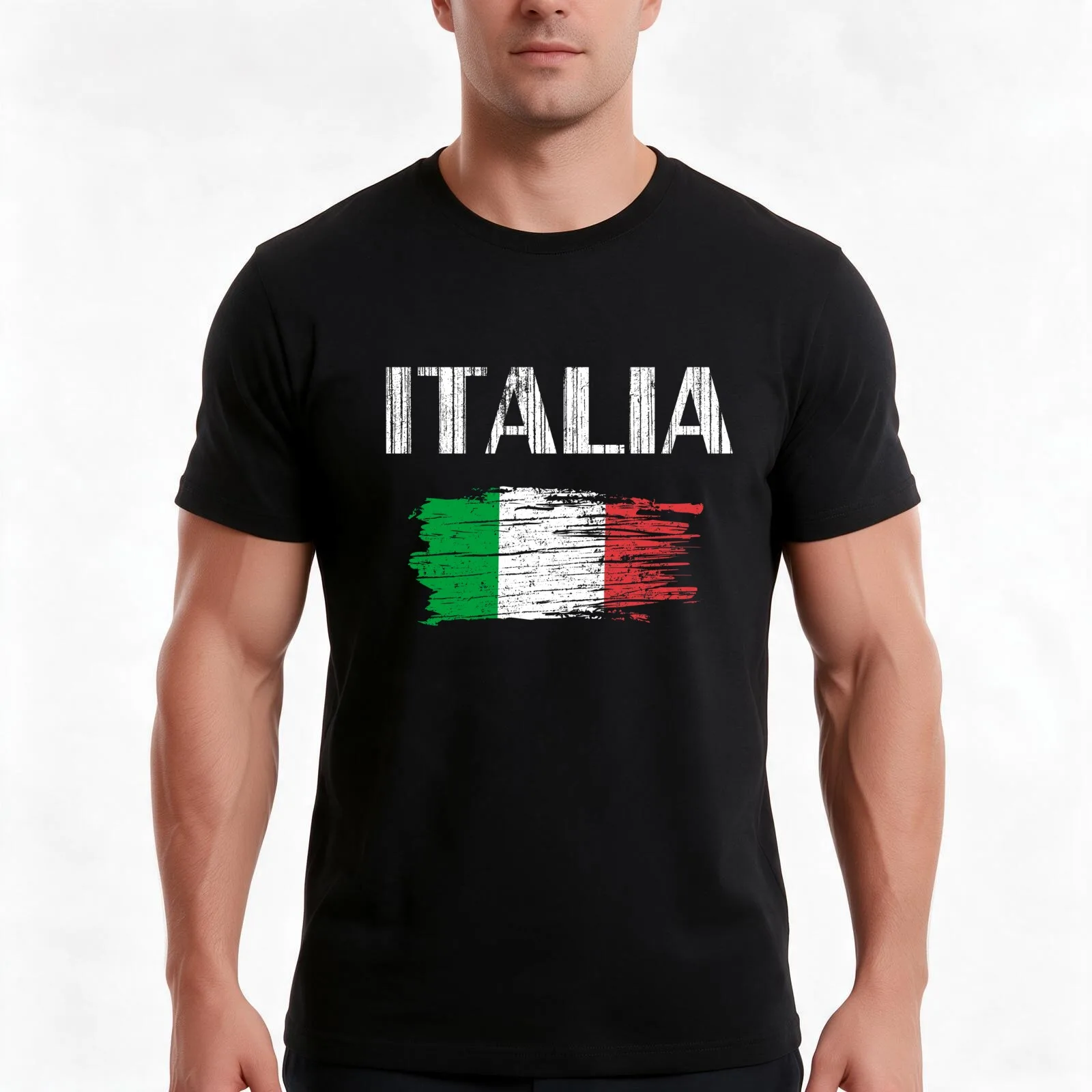 Italia Italian Flag Vintage Graphic - Italy Lovers Tourists Souvenir Cool National Gift T-Shirt, Summer Casual Cotton Tee