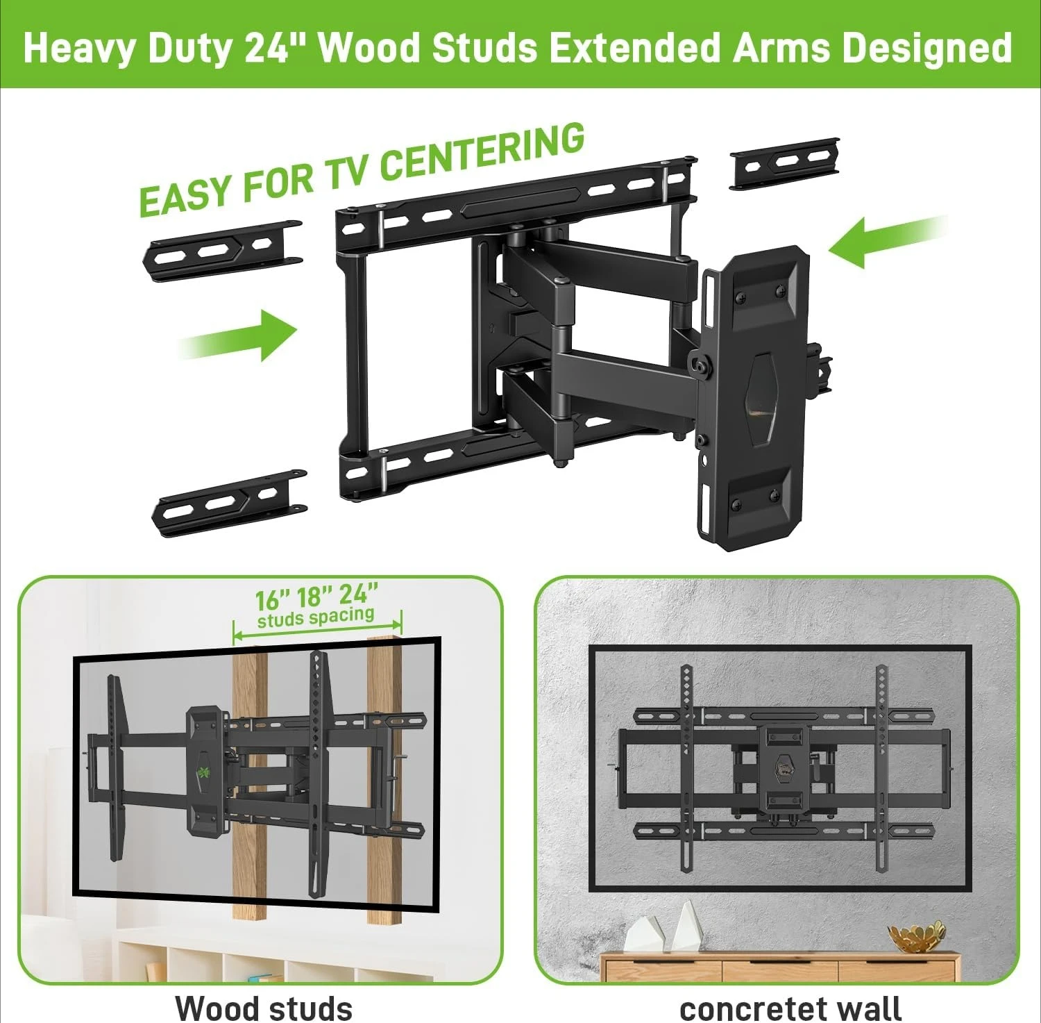 

UL Listed TV Wall Mount for 42"-85" TVS, Fits 16" 18" or 24" Studs, Full Motion Wall Mount Swivel Tilt Extension TV Bracket
