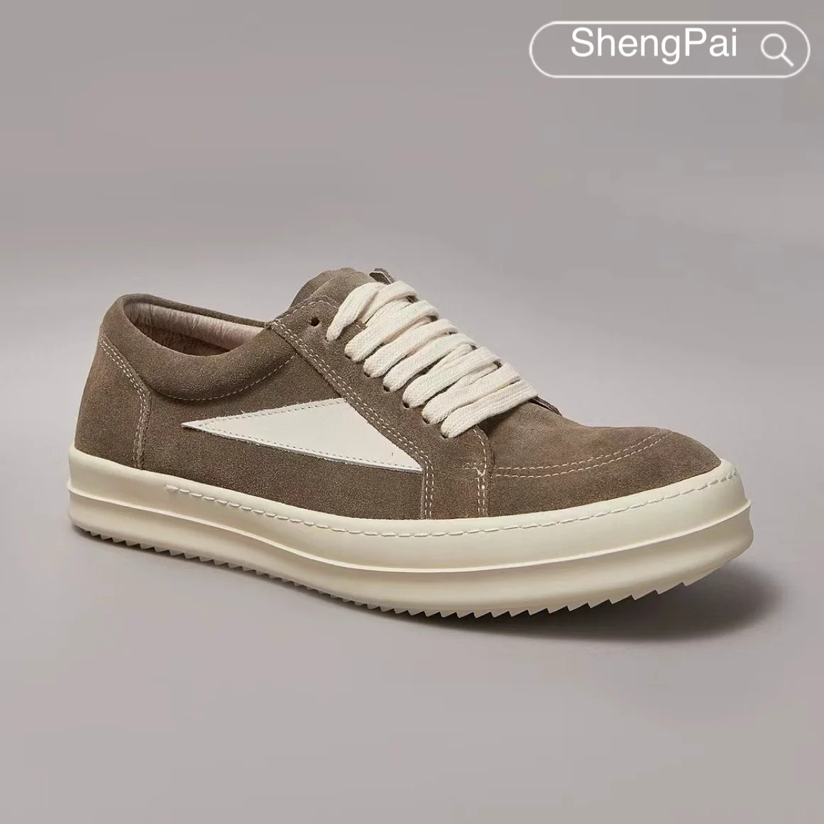

Men's Brown Suede Sneakers Geometric Pattern Thick Sole Casual Shoes Lightweight Comfortable Walking Fashion Retro Trainers