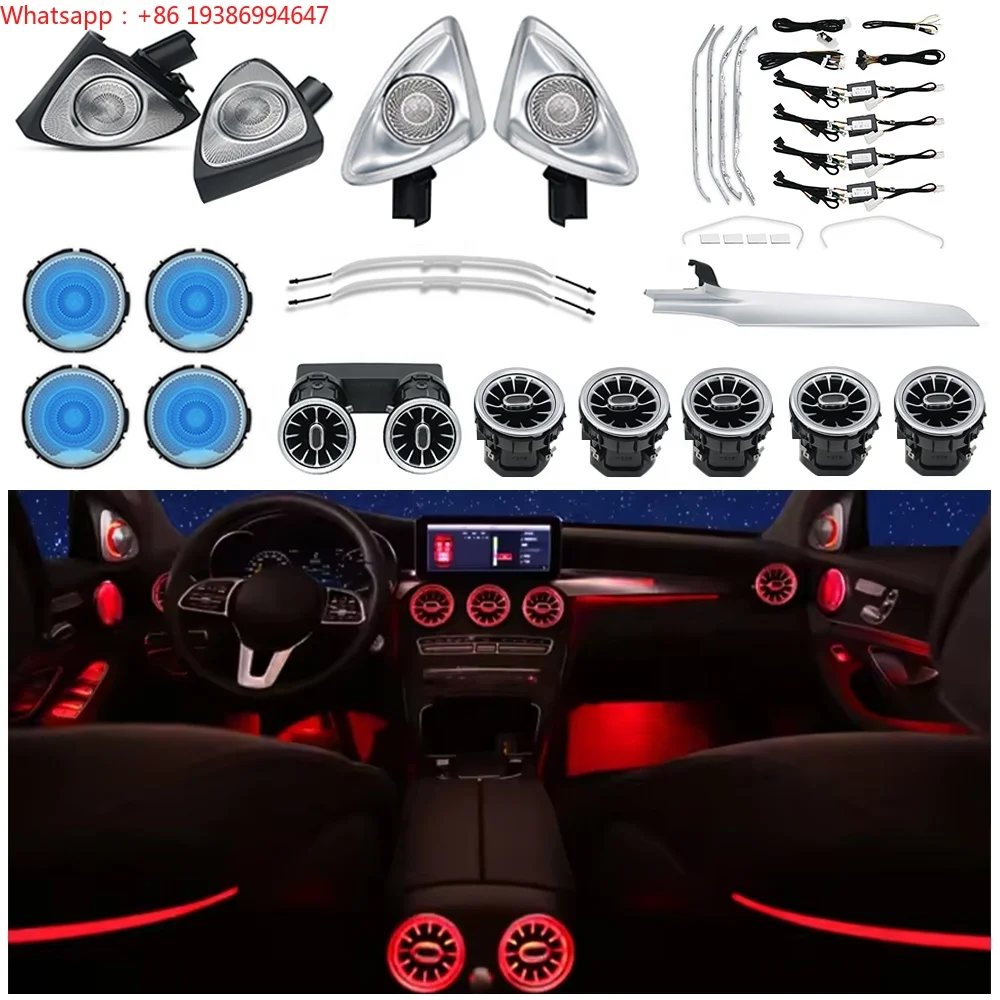 For C-class GLC Front Rear Air Vent Rotating Tweeter 3/64 Colors Ambient Light for Mercedes-Benz W205 X253 C43 C63