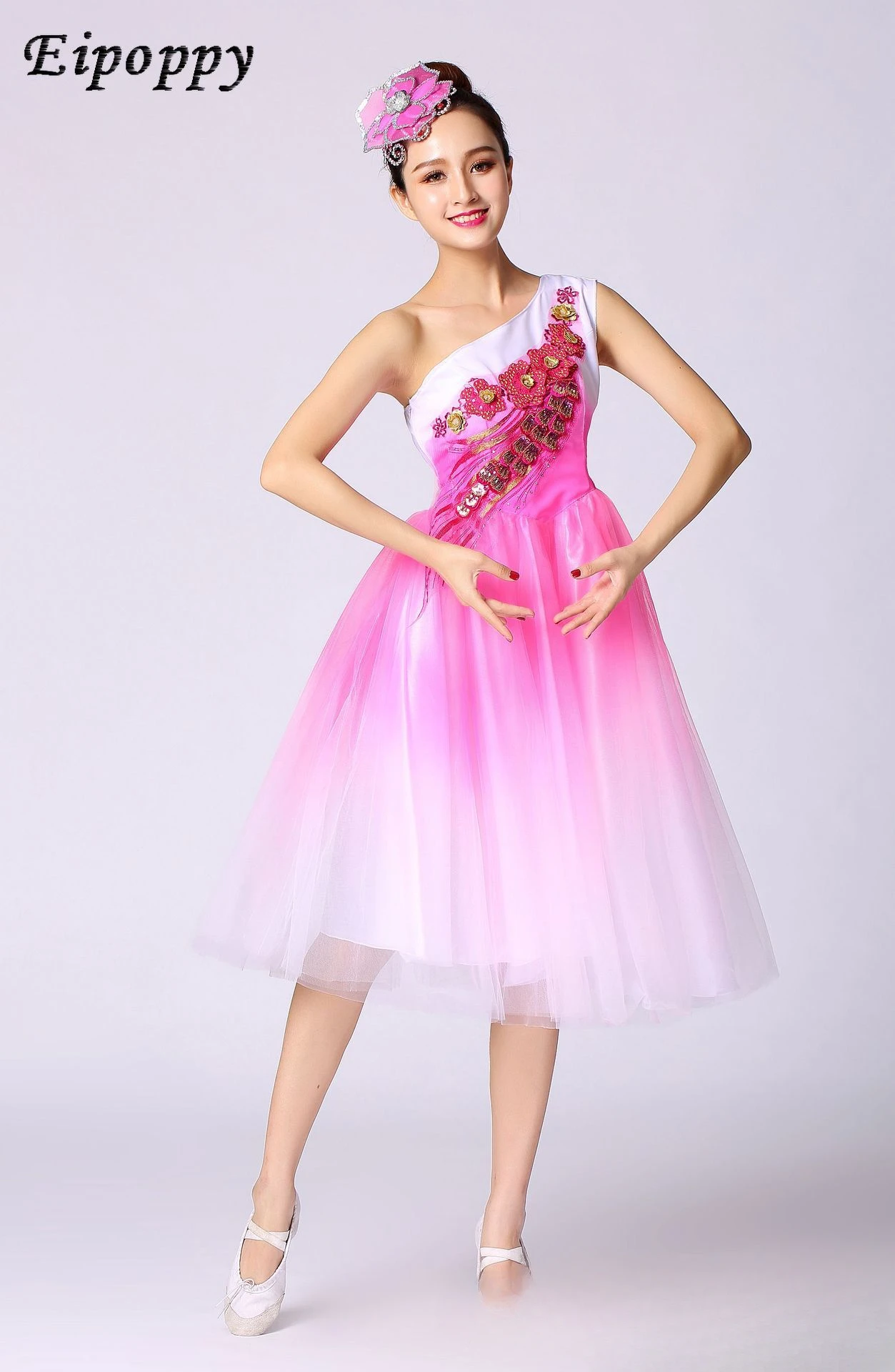 Opening Dance Large Swing Dress Mid-Length Dress Modern Song Dance Performance Costumes