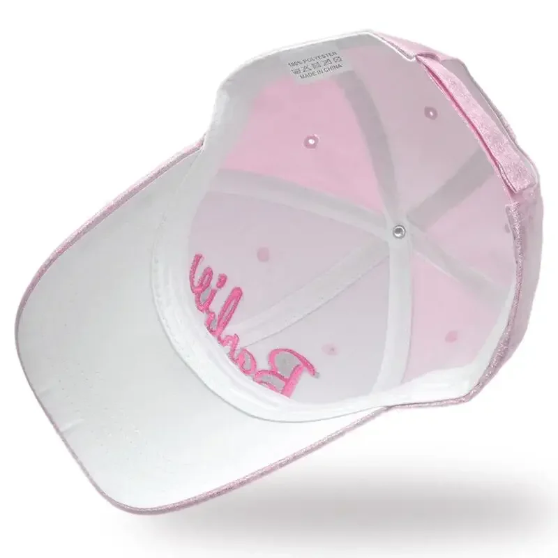 Gorra de béisbol con visera de arcoíris láser para mujer, sombrero de sol portátil con encanto de dibujos animados de Barbie, regalo de decoración, moda de ocio