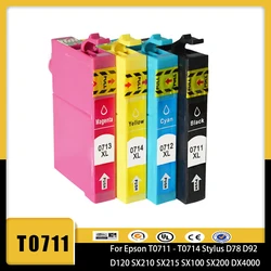 vilaxh T0711 Ink cartridge For Epson T0711 - T0714 Stylus D78 D92 D120 SX210 SX215 SX100 SX200 DX4000 DX4050 DX4400 DX4450