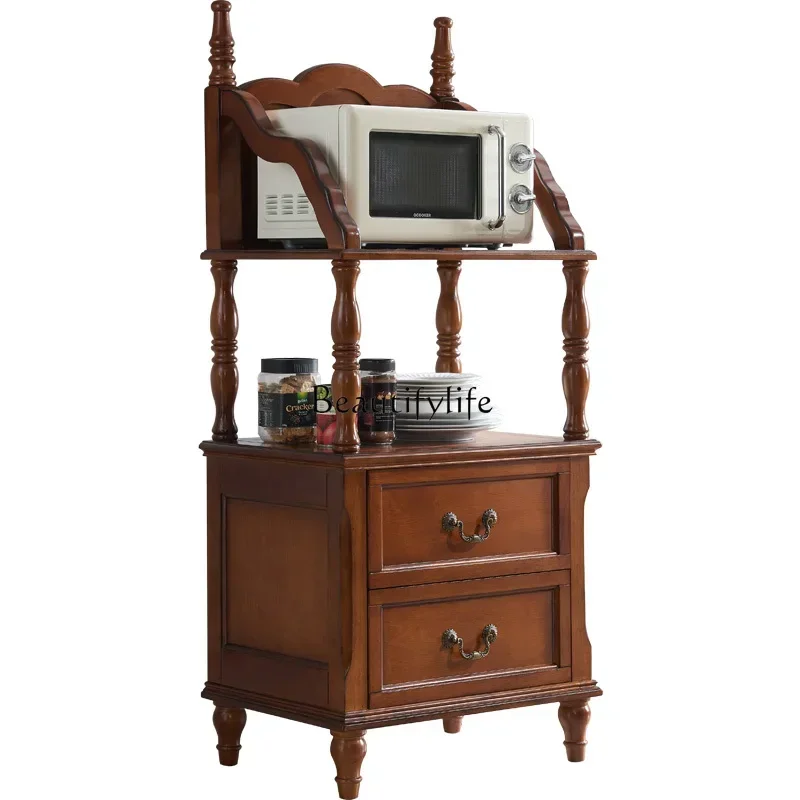 

ls 04American retro locker full solid wood microwave oven oven cabinet