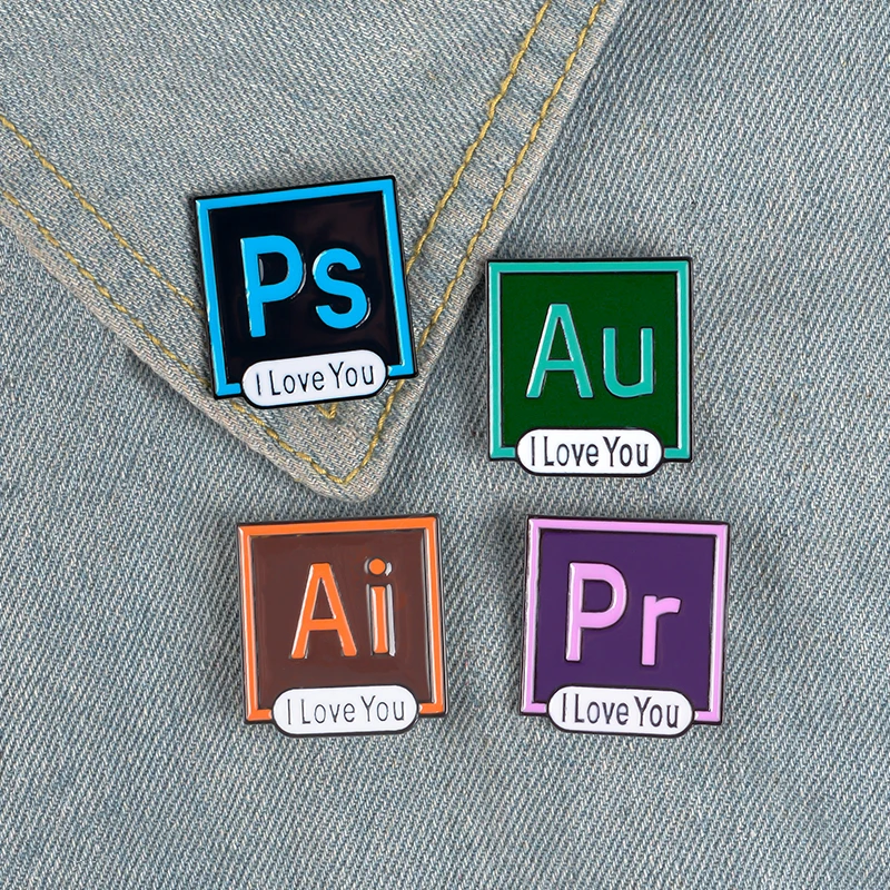 Au Enamel Pins I Love You Photoshop Illustrator Badge Custom Pastel Brooch Denim Shirt Lapel Pin Designer Jewelry Gift PS AI Pr