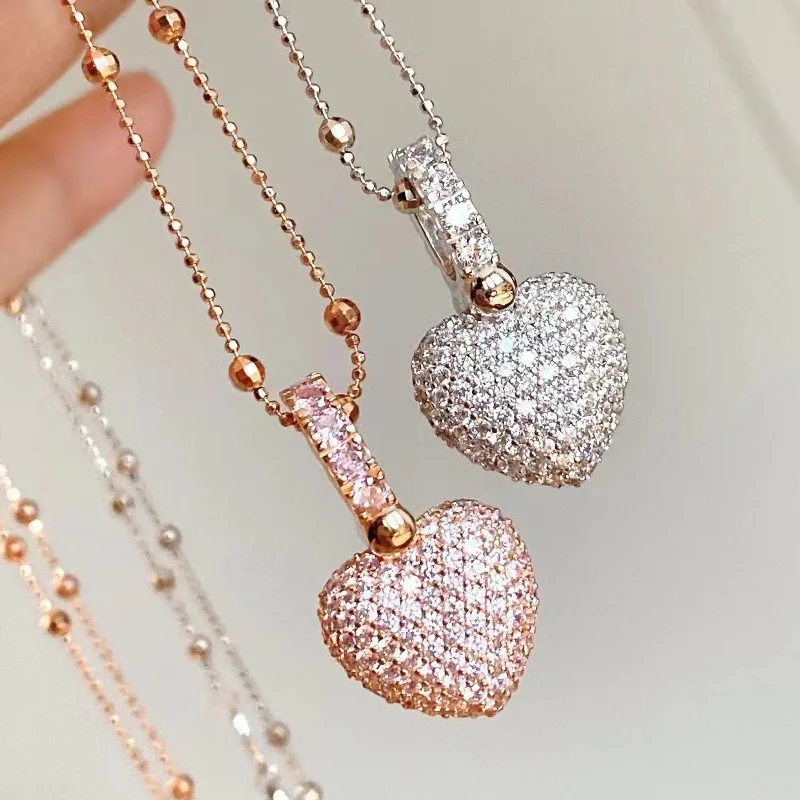 

Silver-Plated Necklace | Heart Zircon Inlay & Anti-Oxidation Coating