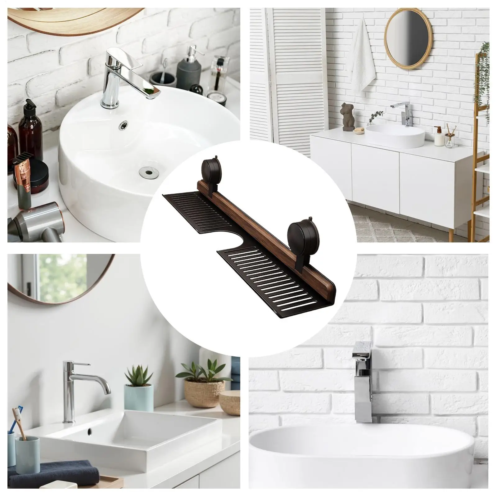 

Настенный органайзер для ванной комнаты, настенный органайзер на присоске, органайзер для ванной комнаты, стойка для крана без сверления, стеллаж для хранения крана для расчески-щетки