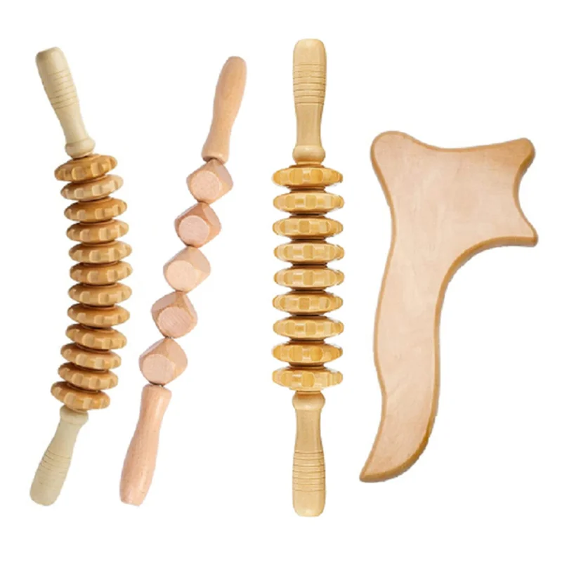 4Pcs/Set Handheld Massage Stick For Body Shaping,Fascia Lymphatic Drainage Massager Body Roller Therapy