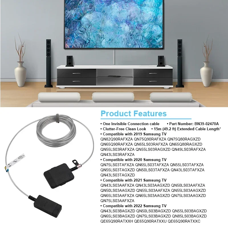 One Connect Cable BN39-02470A for All Samsung TV 2019 2021 2022 QN43L QE 4K 8K QLED Series Ultra HD Smart TV Box