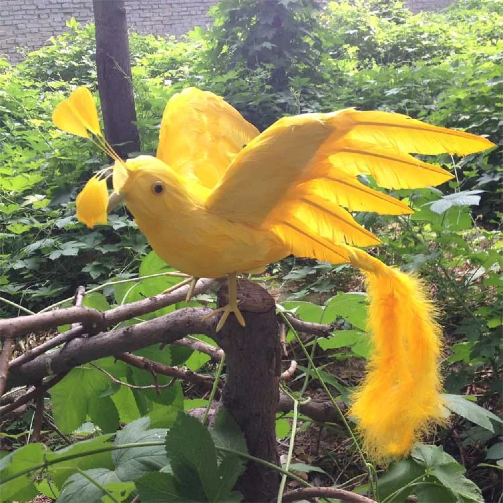 

simulation yellow Phoenix bird model foam&furs long tail bird doll gift about 60x32cm 1702