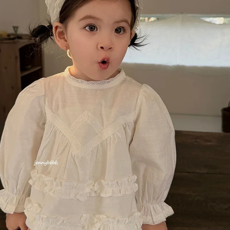 2026 New Spring Infant Baby Girl Bodysuits Long Sleeved Cotton Solid Color Newborn Baby Girl Jumpsuit 0-24M Children Clothes