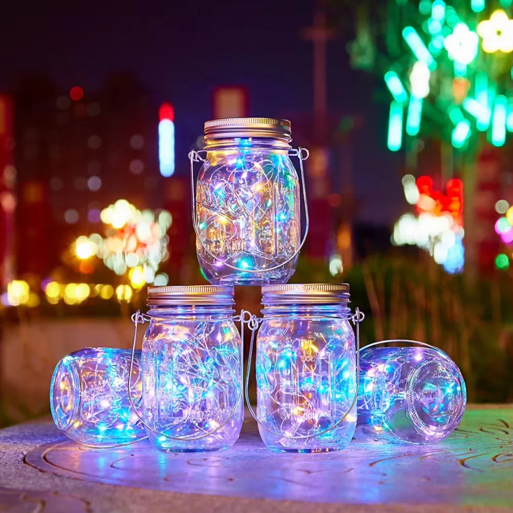 20 LEDs Fairy Solar For Mason Jar Lid Insert Color Changing Garden Decor Christmas Lights Outdoor Wedding