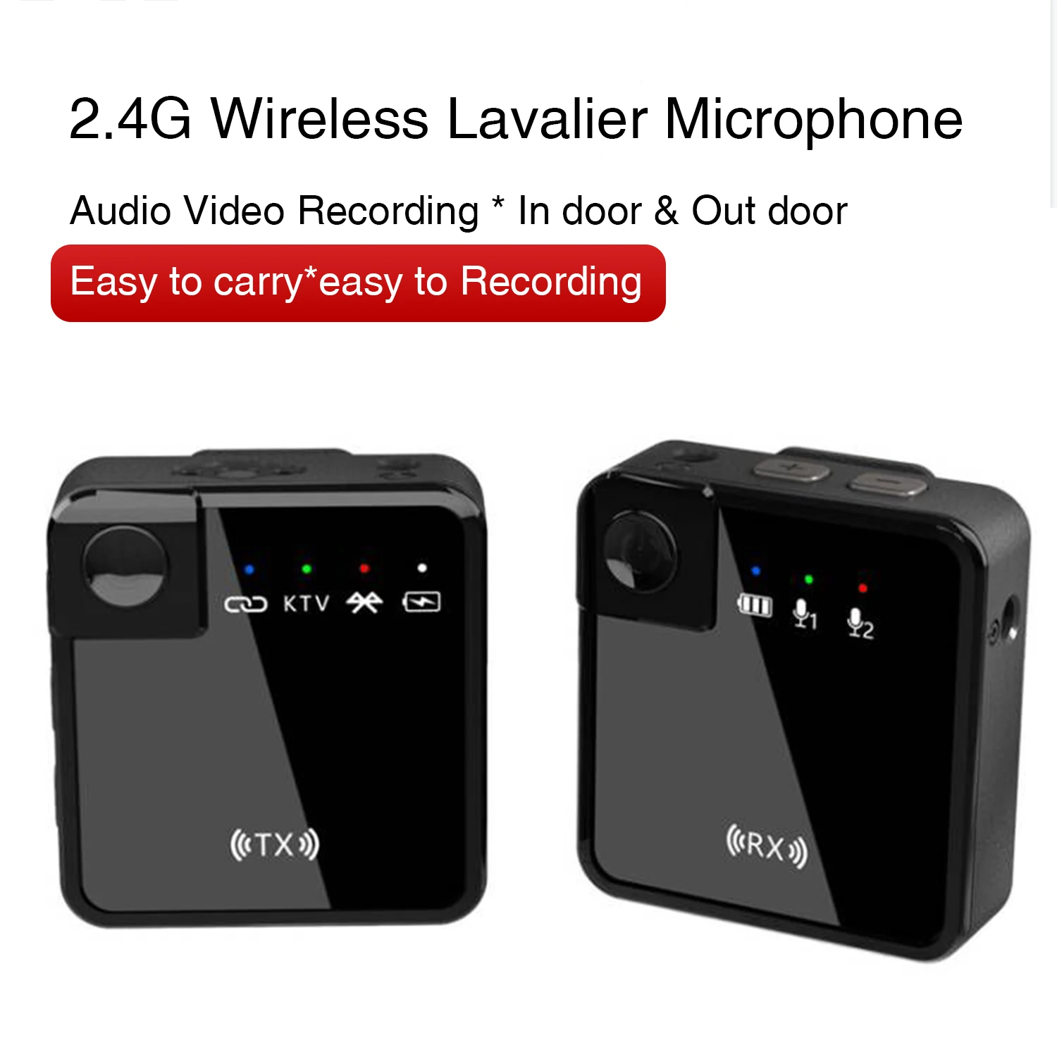 Factory 2.4G Wireless Lavalier Microphone Audio Video Recording for YouTube/iPhone/iPad/Android/Xiaomi/Samsung Live Game Mic