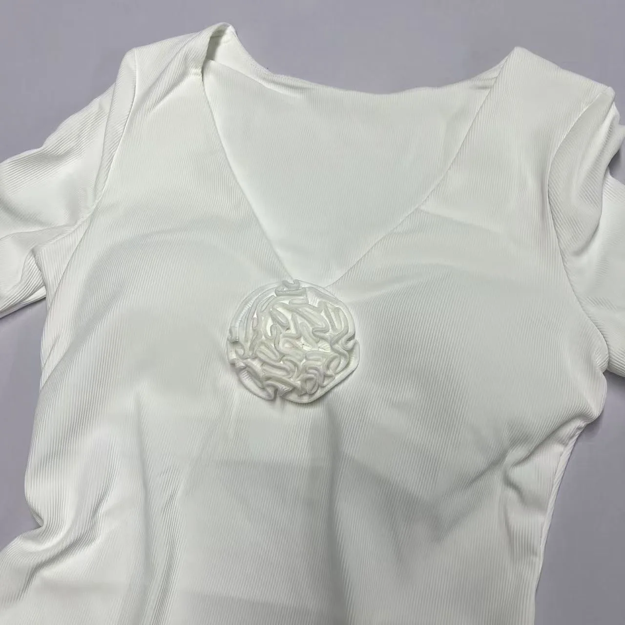 FUBEIKE Flower V Collar Dress With Chest Pad Long Sleeve Tennis Dress With Safety Pants Slim Yoga Tennis Skirt Women Sportswear