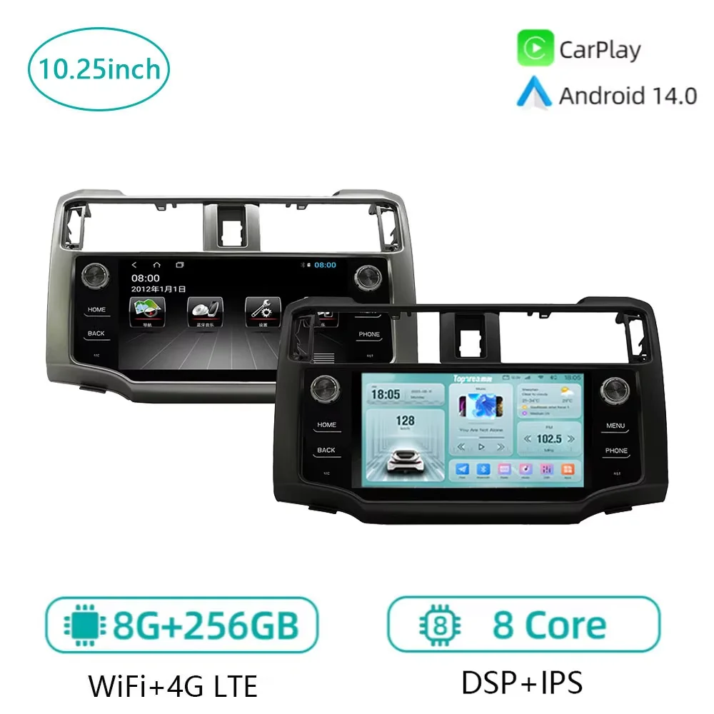 

10.25inch Android 14 For Toyota 4 Runner 2010-2022 Navigation DSP Stereo Bluetooth Carplay Multimedia Player Android Radio