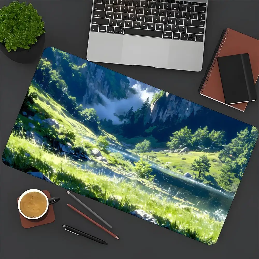 

The bright scenery on the shore of the valley lake Non-slip rubber bottom washable mouse pad