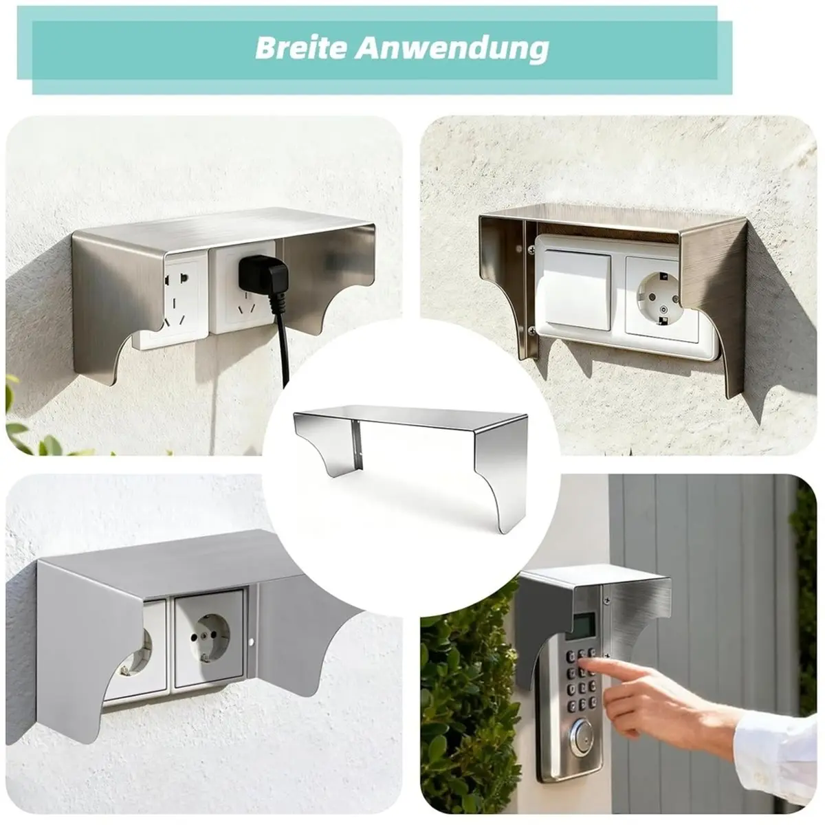 A50U Socket Rain Cover Stainless Steel 24.5x12x12cm Cover Socket Outdoor Doorbell Rain Cover Weather Protection Metal Cover