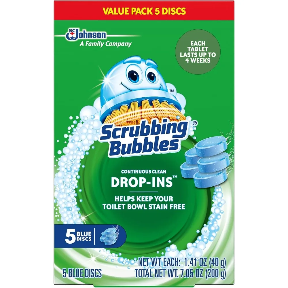 Continuous Clean Toilet Drop In Automatic Blue Toilet Bowl Cleaner Septic Safe Tank Tablets Removes Hard Water Minerals Limescale Stains and Odor Protection 5 Count Pack