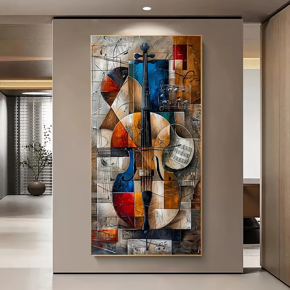 Modern Abstract Cello Poster Prints Graffiti Geometric Musical Instrument Canvas Painting Wall Art Picture LivingRoom Home Decor