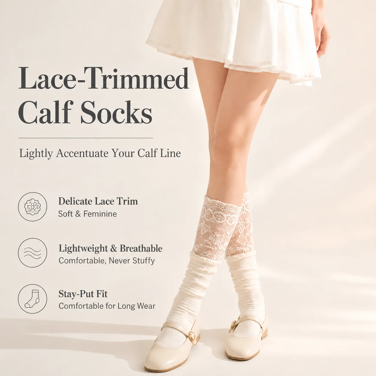 Knit Lace Socks Delicate Boot Matching Socks Lace Trim Calf Socks Sweet For Lolita Outfits Daily Wear Jk Outfits