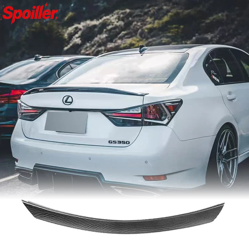 Suitable for the 2013-2012 Lexus GS 250 350 300 carbon fiber rear spoiler, with no punching and fixed wing design