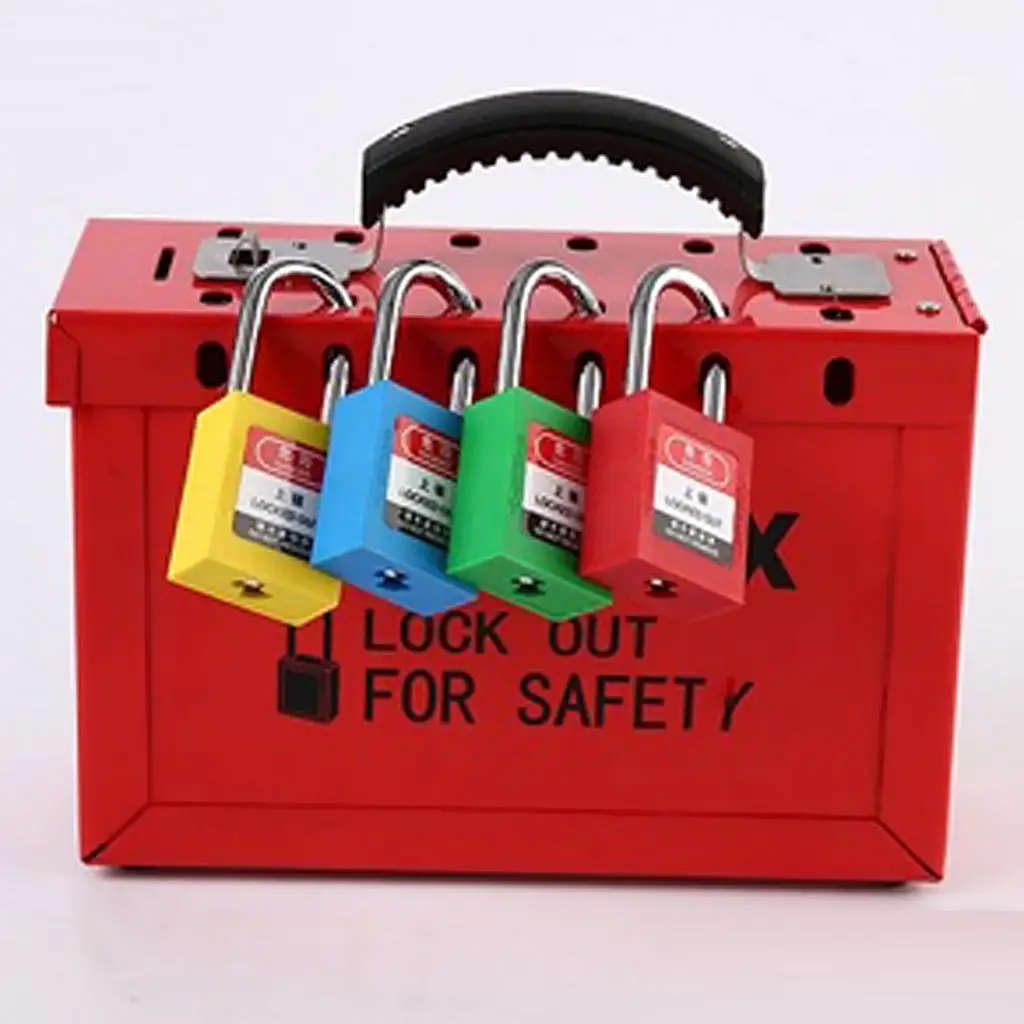 

Lockout Tagout Lock Box, Latch Tight Portable Group Lock Box for Up to 12 Padlocks