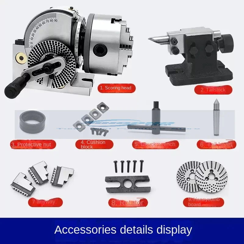 High-precision 4-inch Splitting Head with 3-jaw Chuck, Perfect for Milling Machine Rotary Table