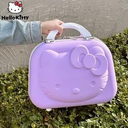 14 inch Sanrio Hello Kitty Square ABS Makeup Box 3D Stereo Cute Cartoon Suitcase Box Kitten Zipper Storage Cosmetic Cases Gifts